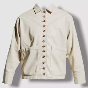 Still Here Women Beige Faux Leather Shacket